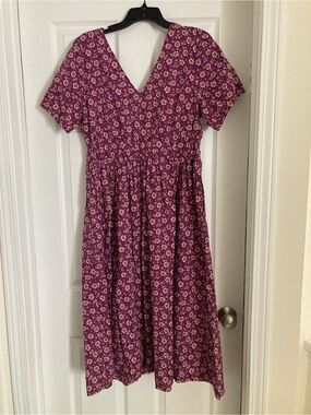 JCrew Factory smocked waist poplin midi dress